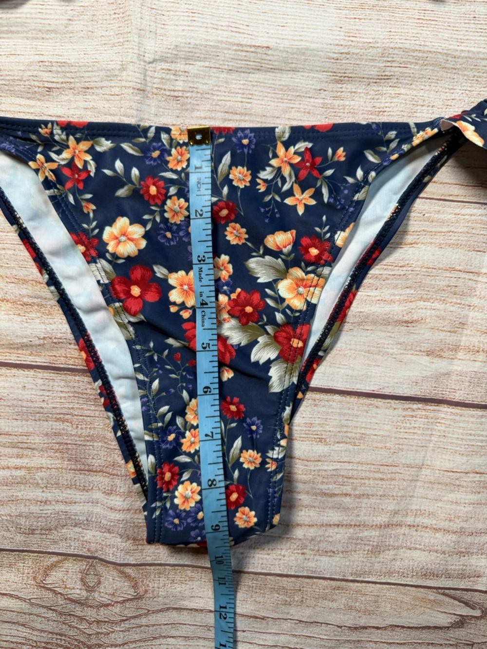 NWOT Navy‎ Micro Floral Ruffle Bikini Set - Picture 3 of 7